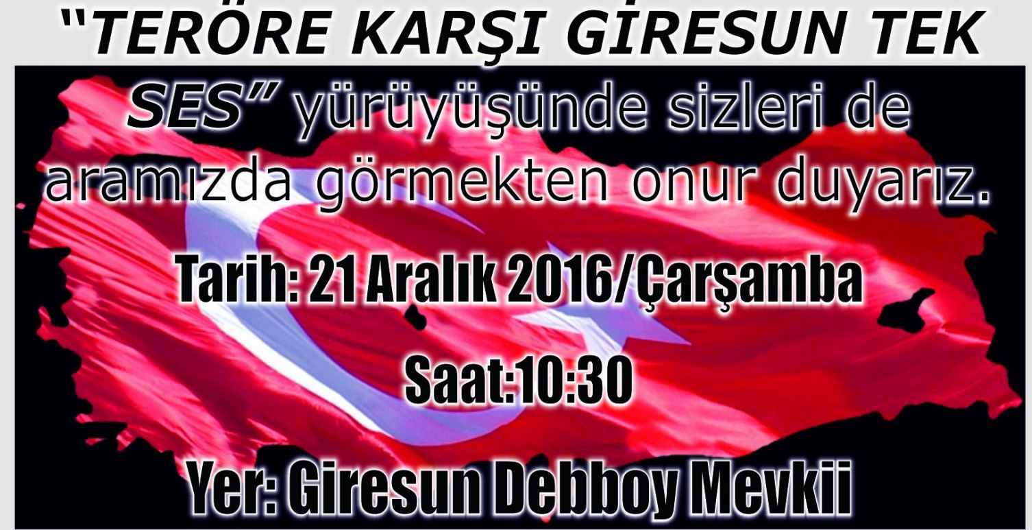 Teröre Karşı Giresun Tek Ses Yürüyüşü