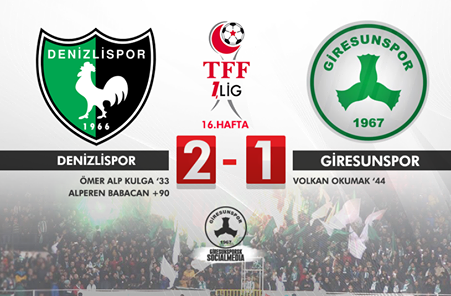 Denizlispor: 2 - Giresunspor: 1