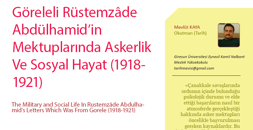 Göreleli kahramanın hayatı uluslararası akademik dergide yayınlandı