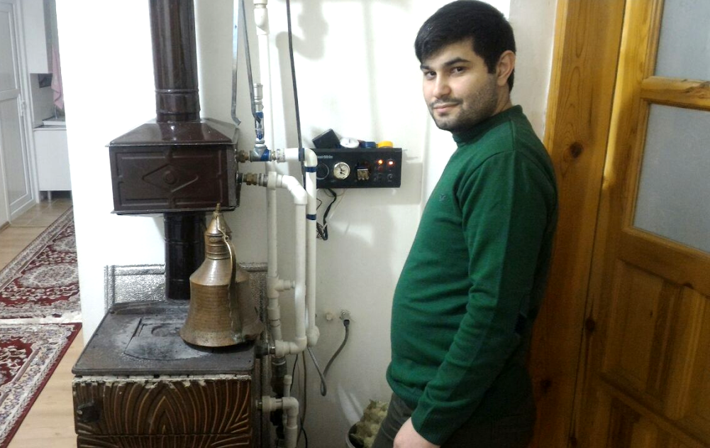 Bulancaklı mucit, sobayı kalorifere çevirdi.