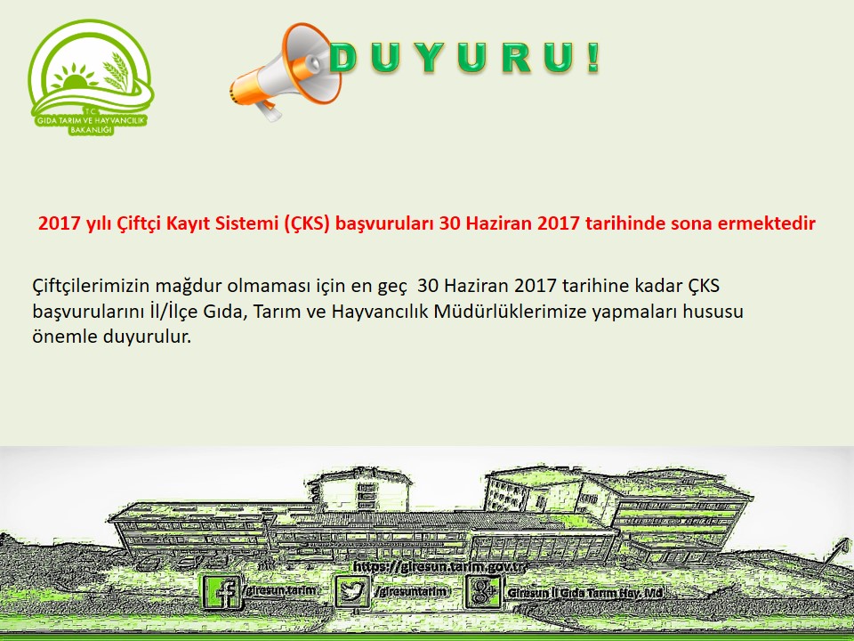 ÇKS başvuruları 30 Haziran 2017 tarihinde sona ermektedir
