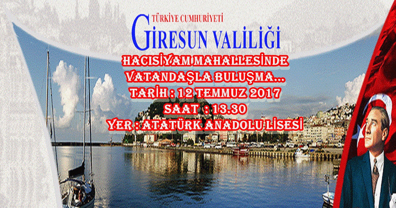 Sayın Valimiz, Hacısiyam Mahallesinde Vatandaşla Buluşacak