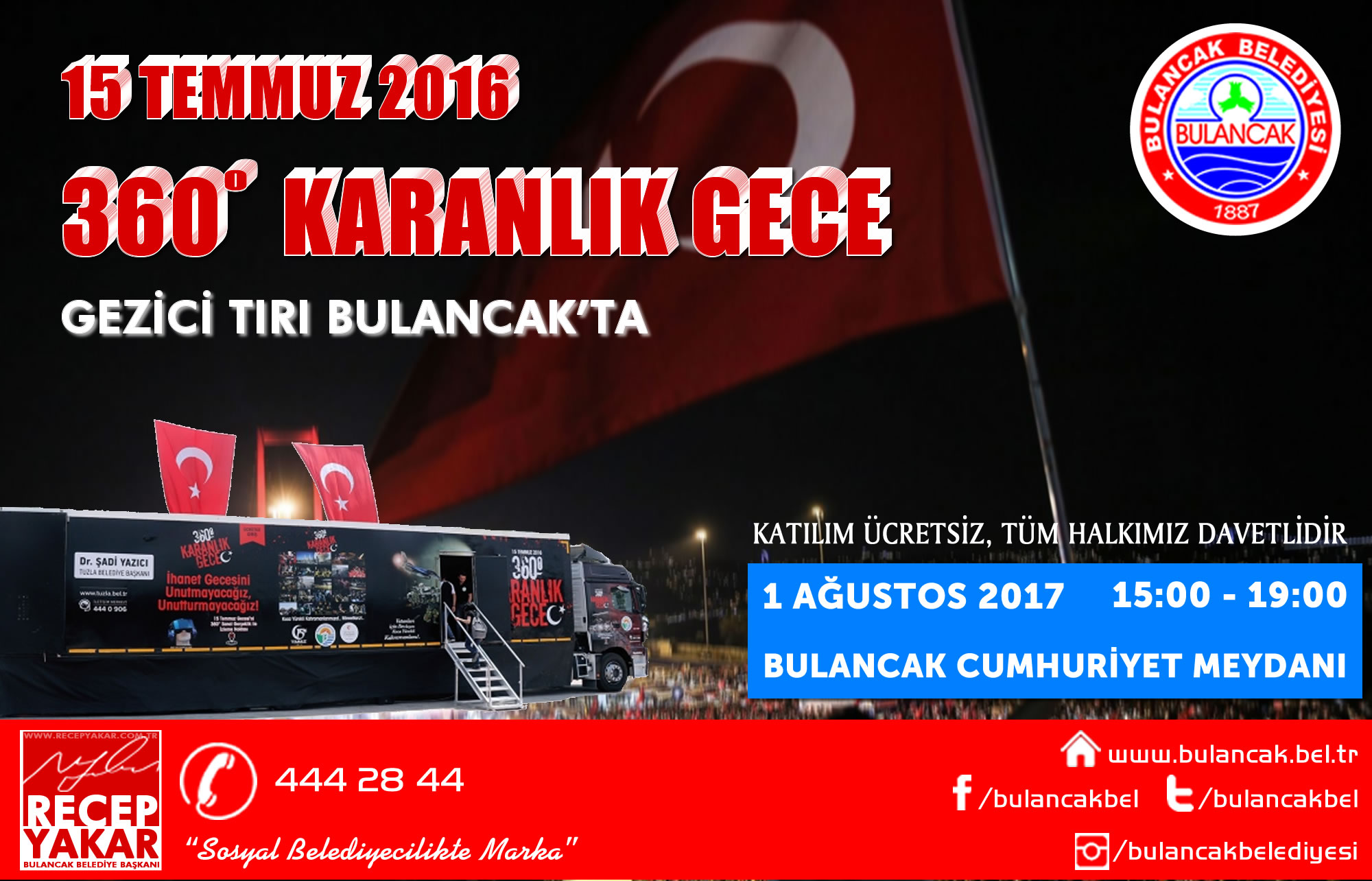 360 derece, karanlık gece tırı Bulancak'ta