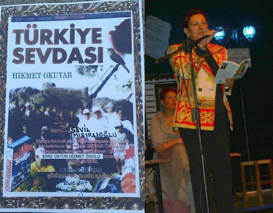 Şair Sevil Sevil Misirlioğlu, Ödülü'nü HATAY'da aldı.