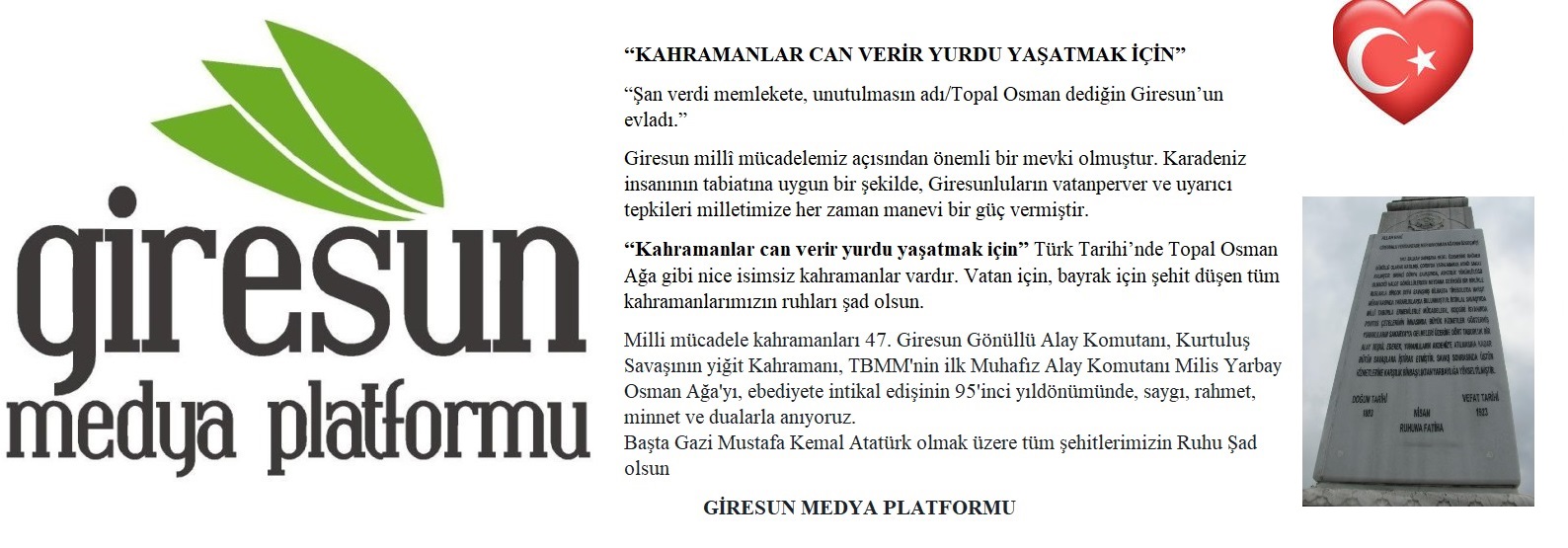KAHRAMANLAR CAN VERİR YURDU YAŞATMAK İÇİN