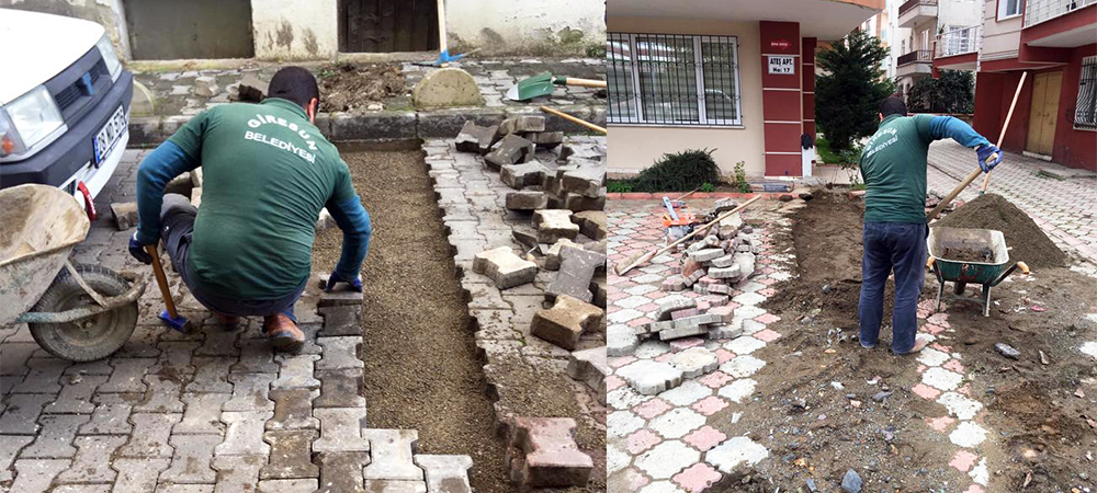 ACİL EKİP YOL VE KALDIRIM TAMİRATLARI YAPIYOR