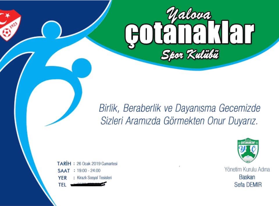 Yalova Çotanaklarspor gecesi yapılacak