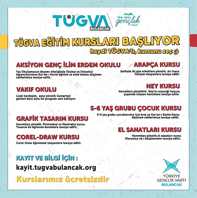 TÜGVA Bulancak Yeni Dönem Kurslarıyla da farkını ortaya koyuyor!