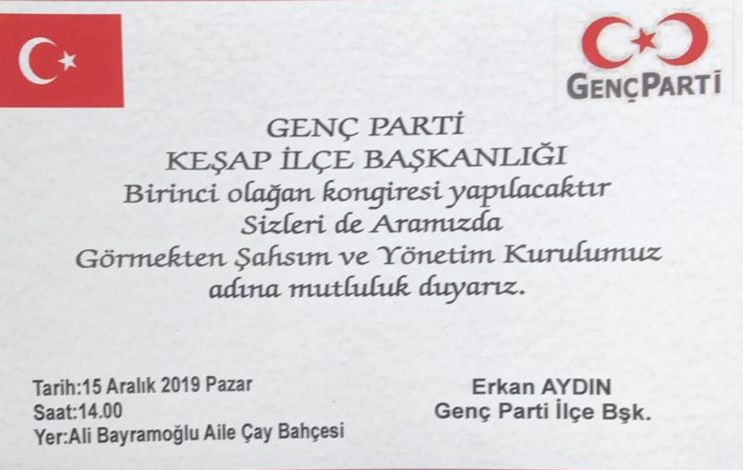 GENÇ PARTİ KEŞAP’DA KONGREYE GİDİYOR