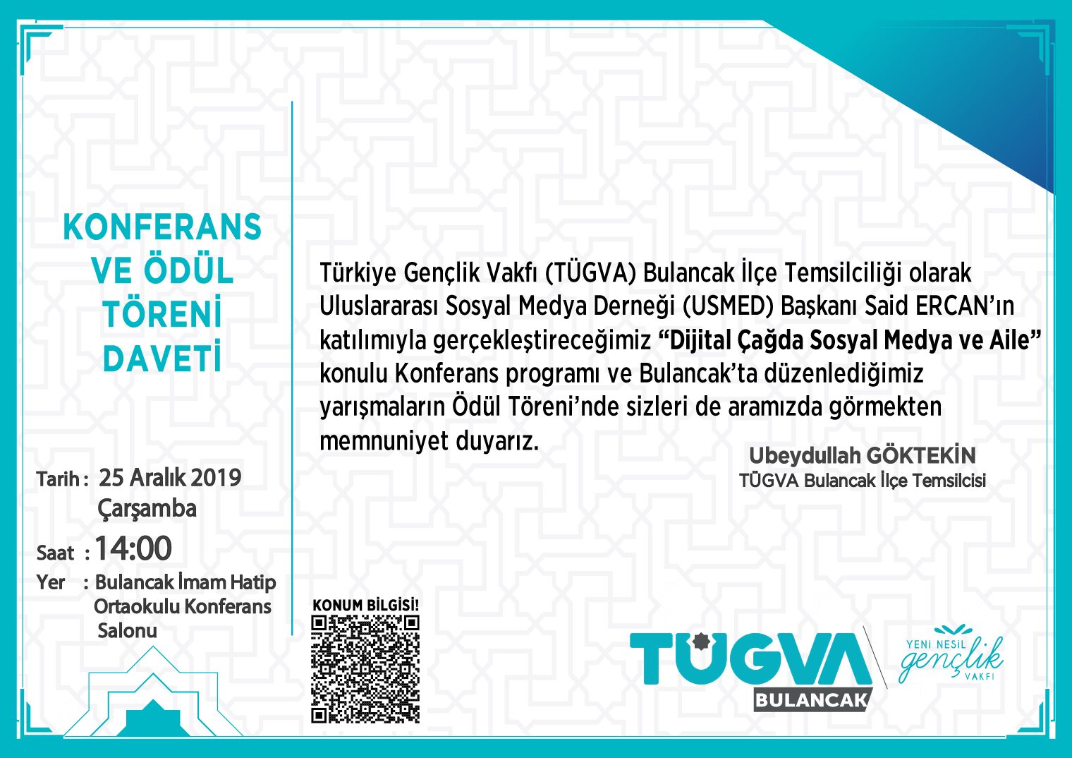 TÜGVA Bulancak’tan Çarşamba günü Sosyal Medya Konferansı