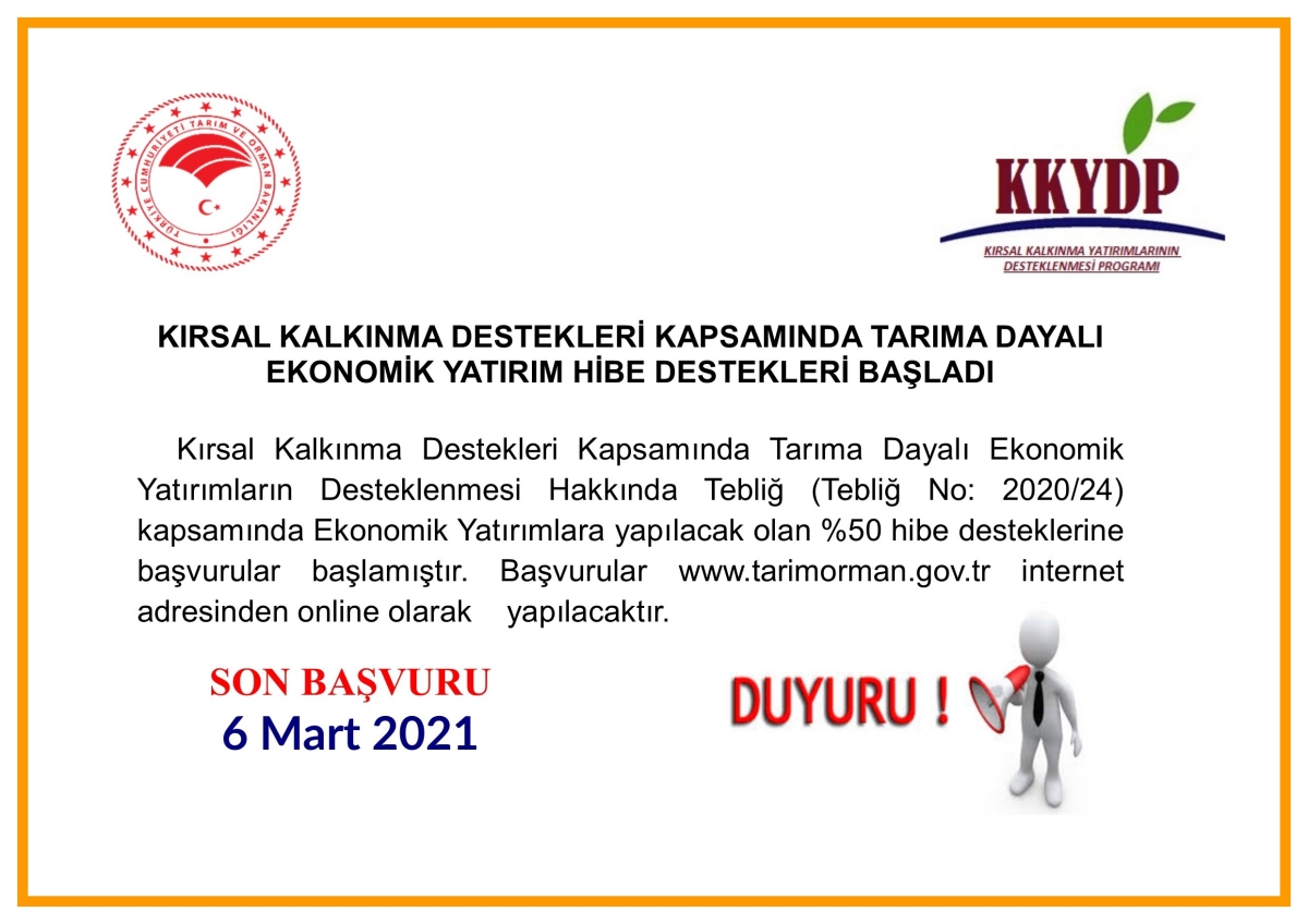 EKONOMİK YATIRIM HİBE DESTEKLERİ BAŞLADI