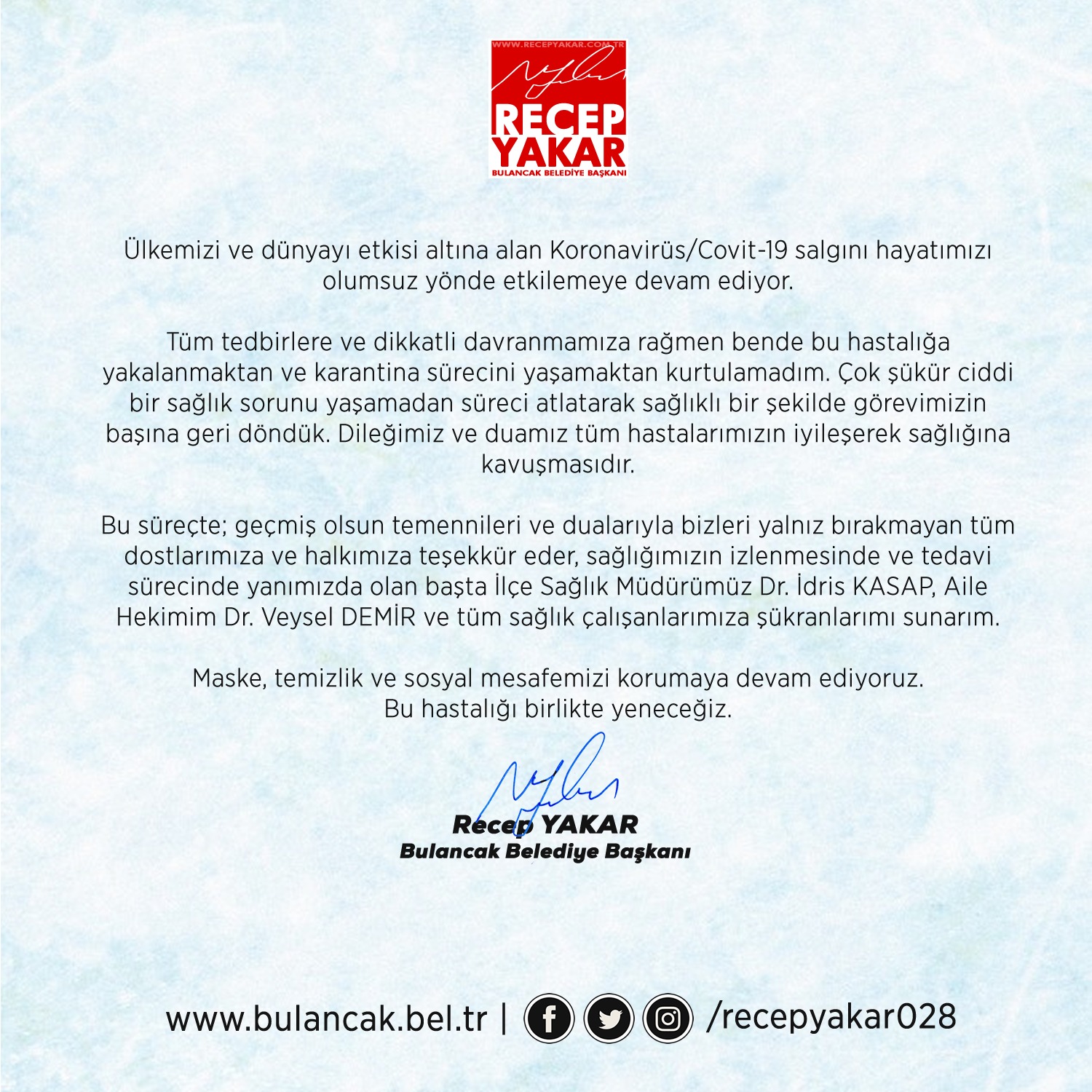Başkan Yakar Teşekkür etti
