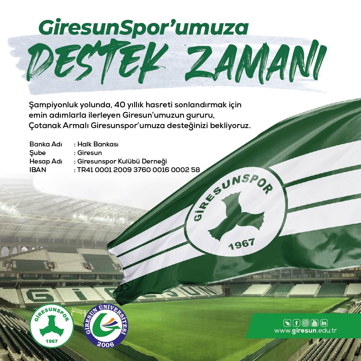 GİRESUN ÜNİVERSİTESİNDEN GİRESUNSPOR'A DESTEK KAMPANYASI...
