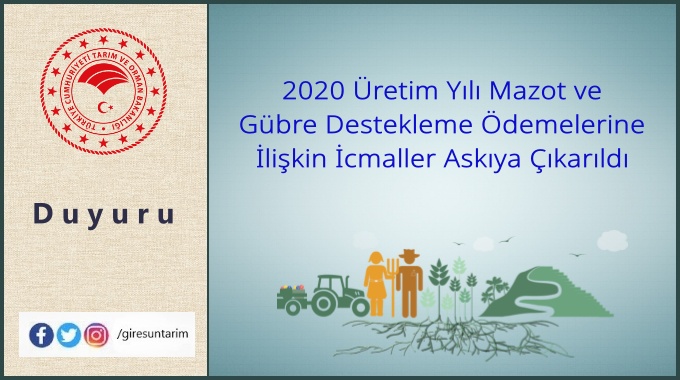 Destekleme Ödemelerine İlişkin İcmaller Askıya Çıkarıldı