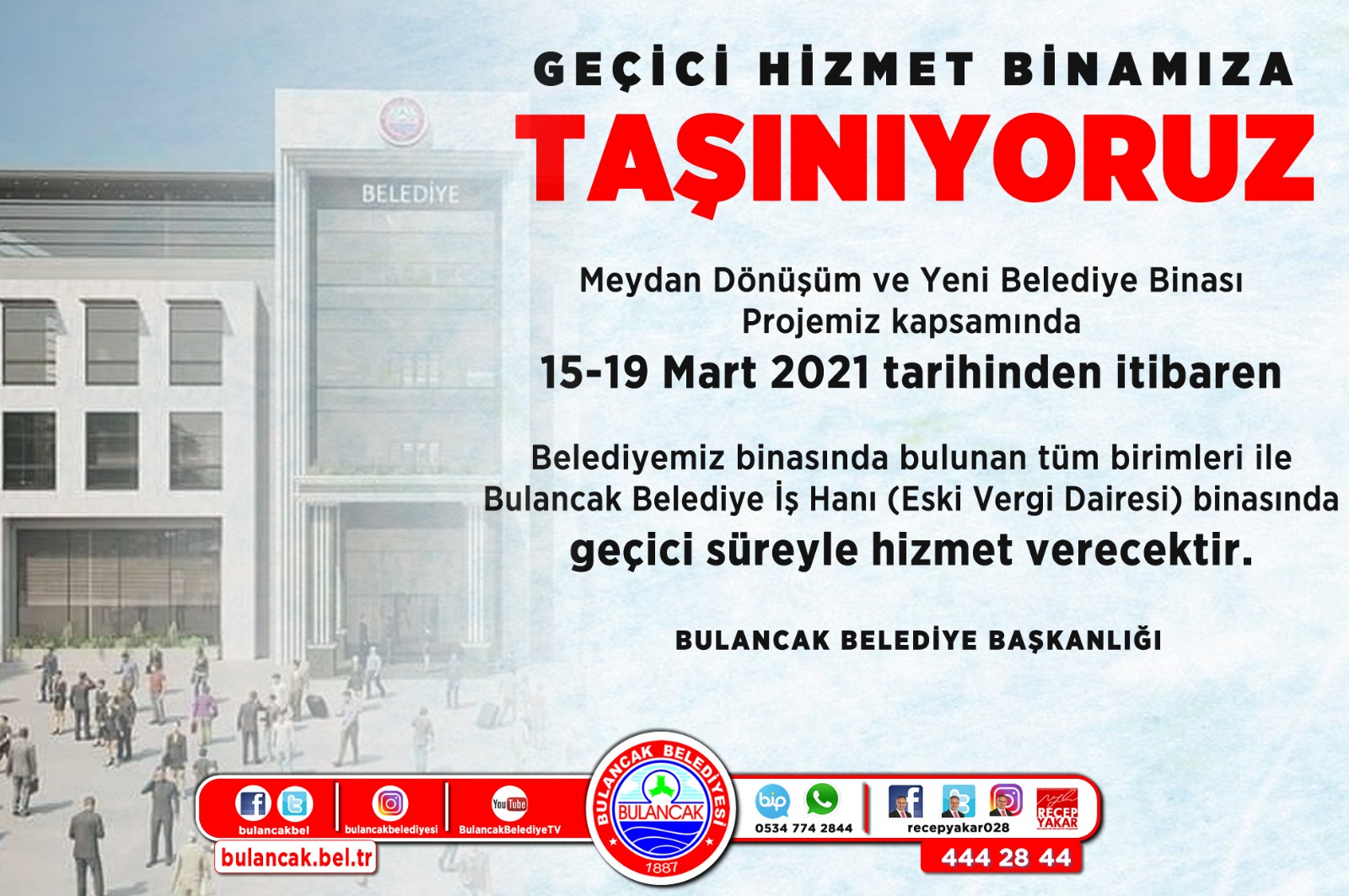 Bulancak Belediyesi Geçici Hizmet Binasına Taşınıyor!
