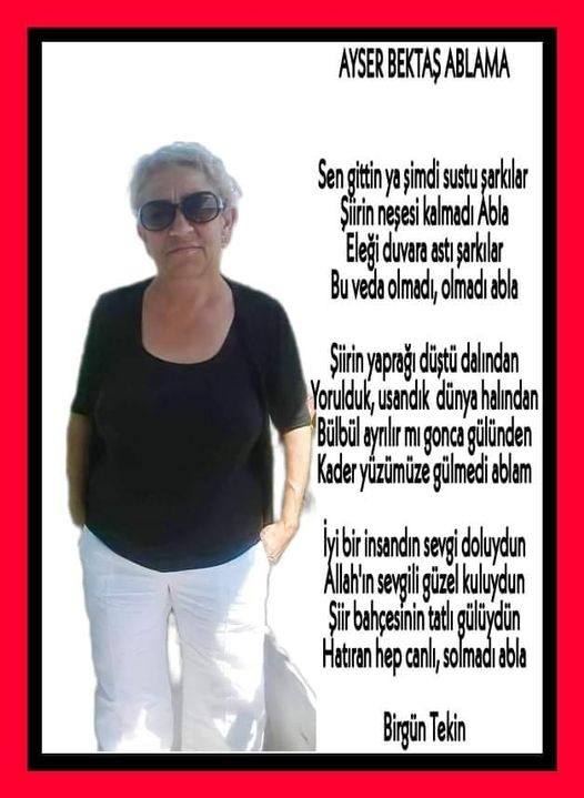 Ayser Bektaş ebedi aleme uğurlanıyor.