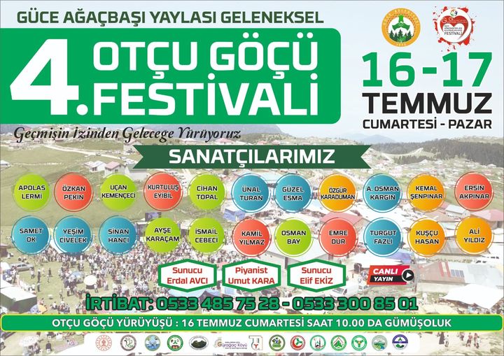 Güce 4.Ağaçbaşı Otçu Göçü Festivali hafta sonu yapılacak