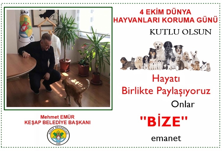 Başkan Emür’den Dünya Hayvanları Koruma Günü Mesajı