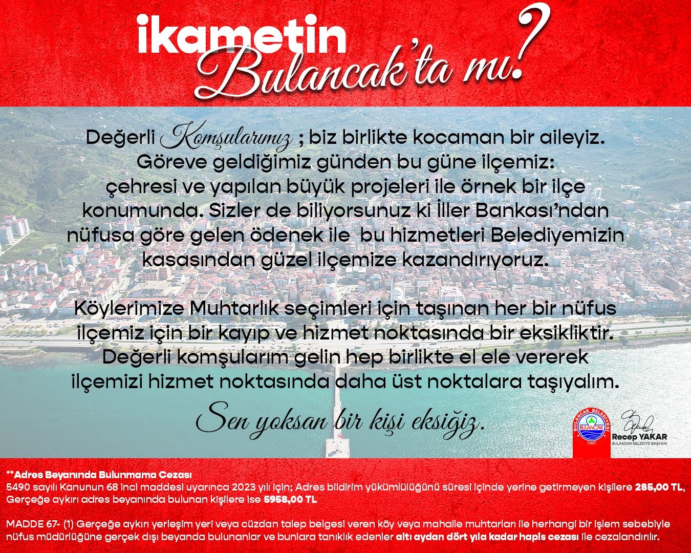 İkametini Köylere Taşıyanlara Cezai İşlem Uygulanacak!