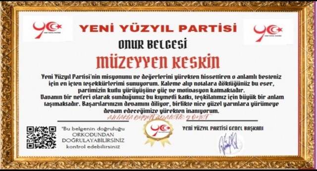 Şiirleriyle Gönüllere Dokunan Müzeyyen Keskine Onur